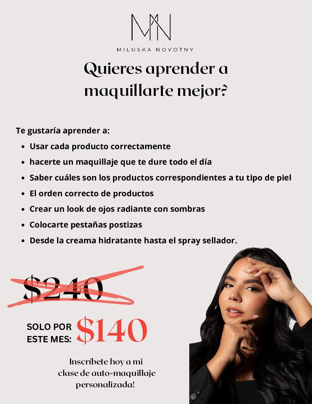 Curso de Auto-maquillaje VIP (personalizado) | Elegante y de Larga Duracion